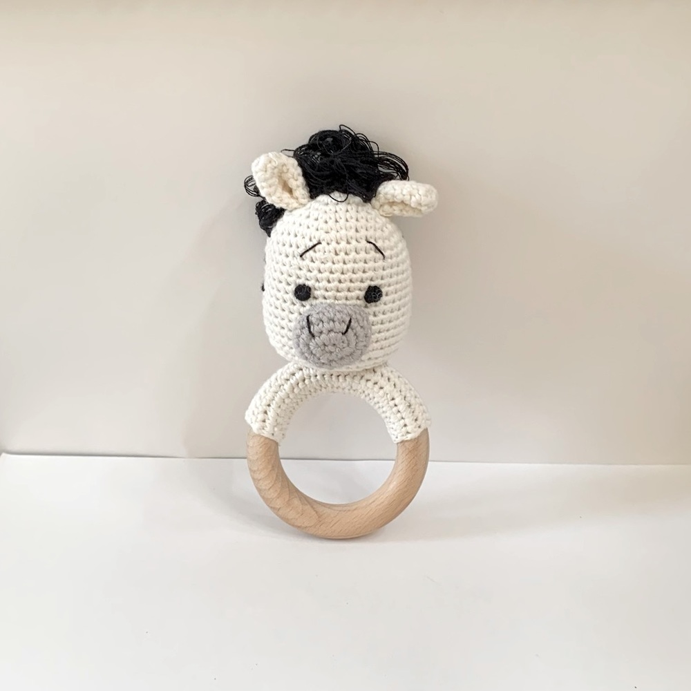 Baby/ Toddler Handmade Zebra Crochet Baby Rattle.